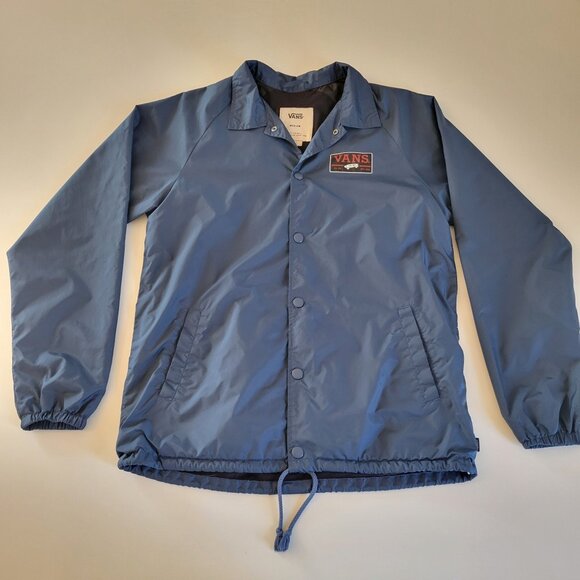 Vans Navy Blue Mens Coach Jacket Snap Nylon Windbreaker old skool Size M - Picture 1 of 8
